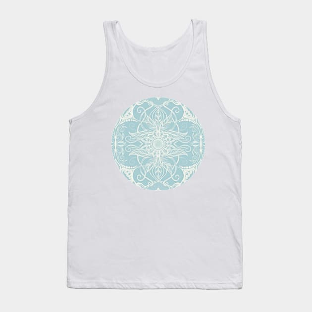 Floral Pattern in Duck Egg Blue & Cream Tank Top by micklyn